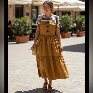 English Factory Brown Pleated Sundress with Raglan Sleeves Size XS